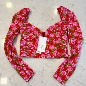 NWT Zara Floral Crop Top